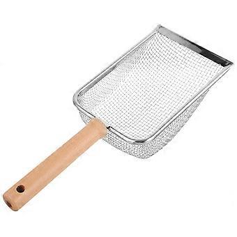 Cat Litter Scoop Stainless Steel with Wooden Handle for Convenient Cleaning