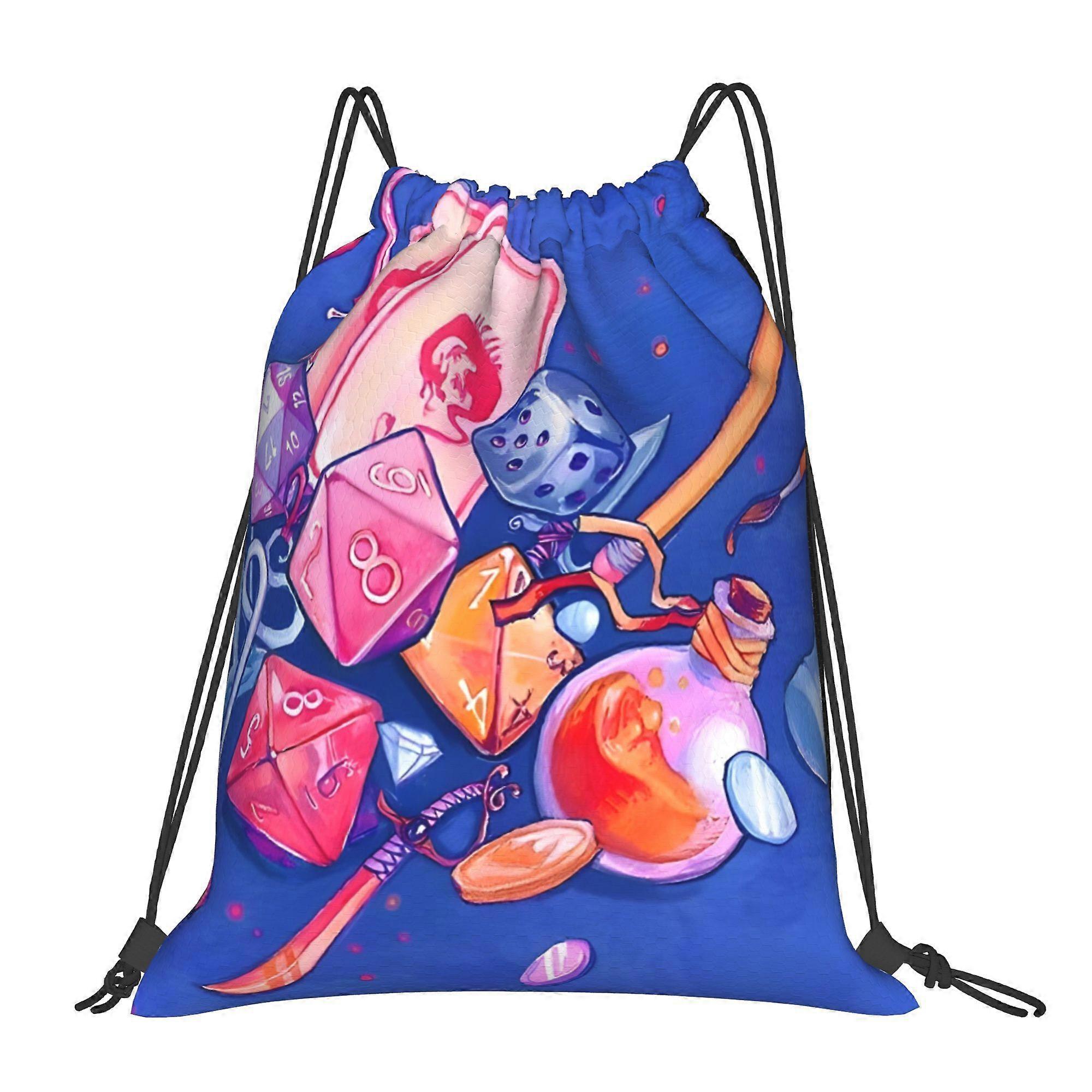 1pc Drawstring Backpack with an Explosion Design for Tabletop Use-Cqazw