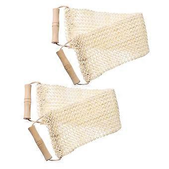Exfoliating Body Scrubber with Long Wooden Handle, Soft Sisal Shower Back Brush for Deep Cleansing