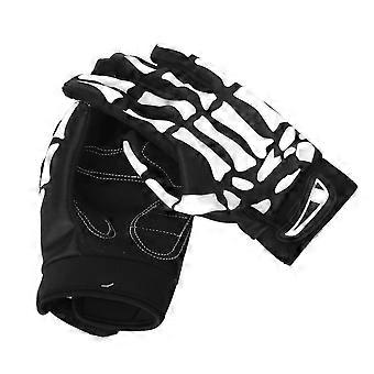 Black Skeleton Pattern Full Finger Gloves for Cycling 3Pcs Pair