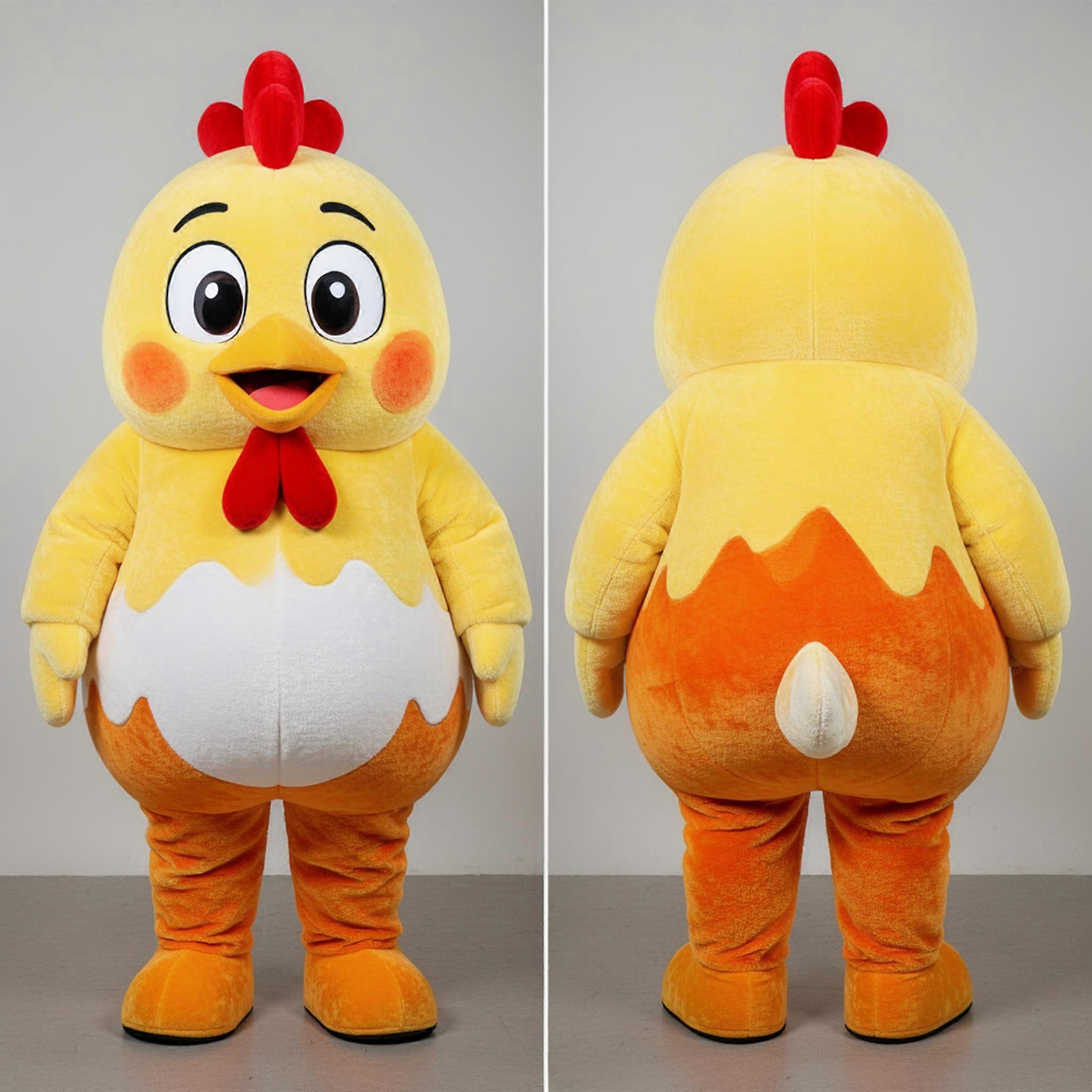 MASTICOT Pastel Orange Plump Fried Chicken Mascot