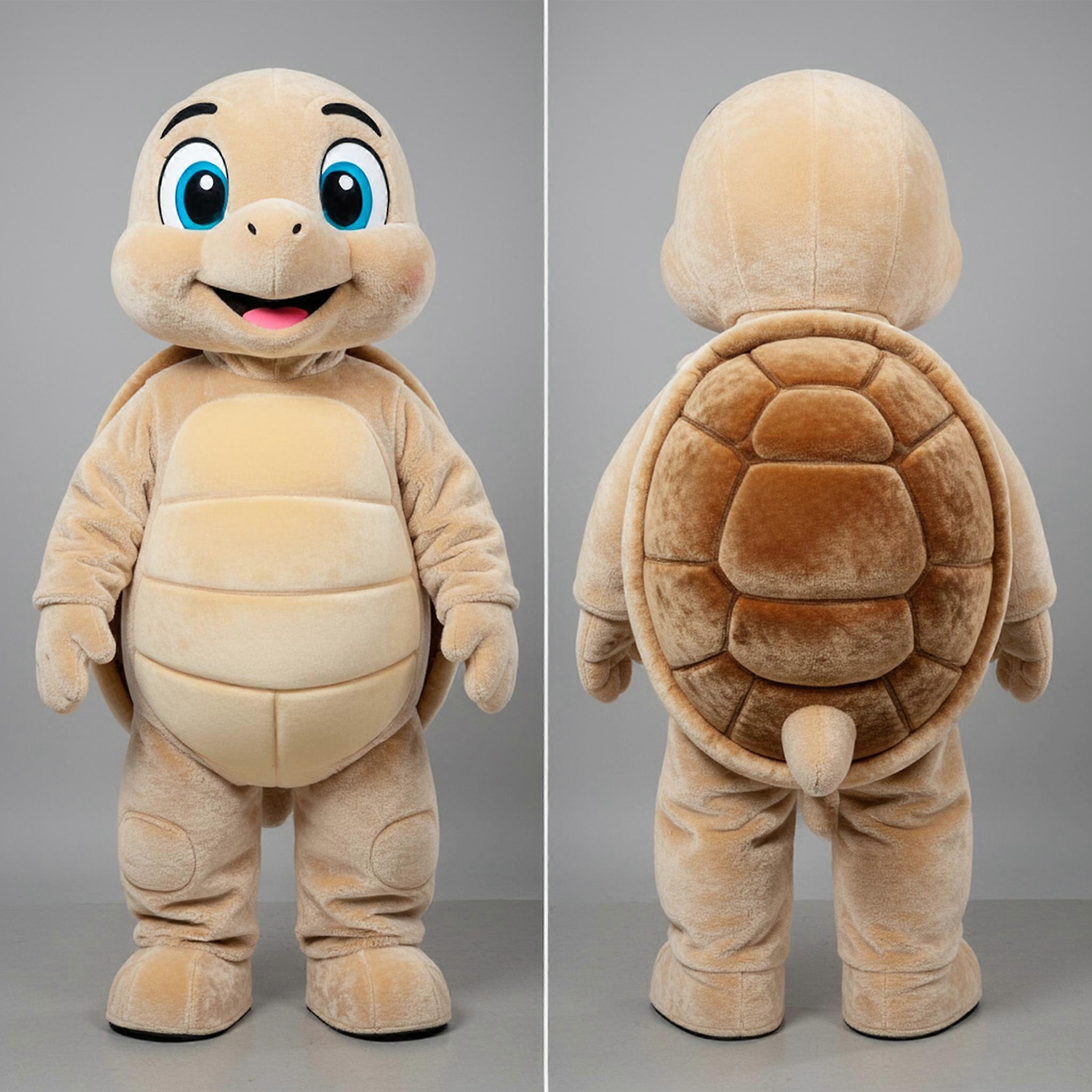 MASTICOT Beige Velvety Turtle Mascot