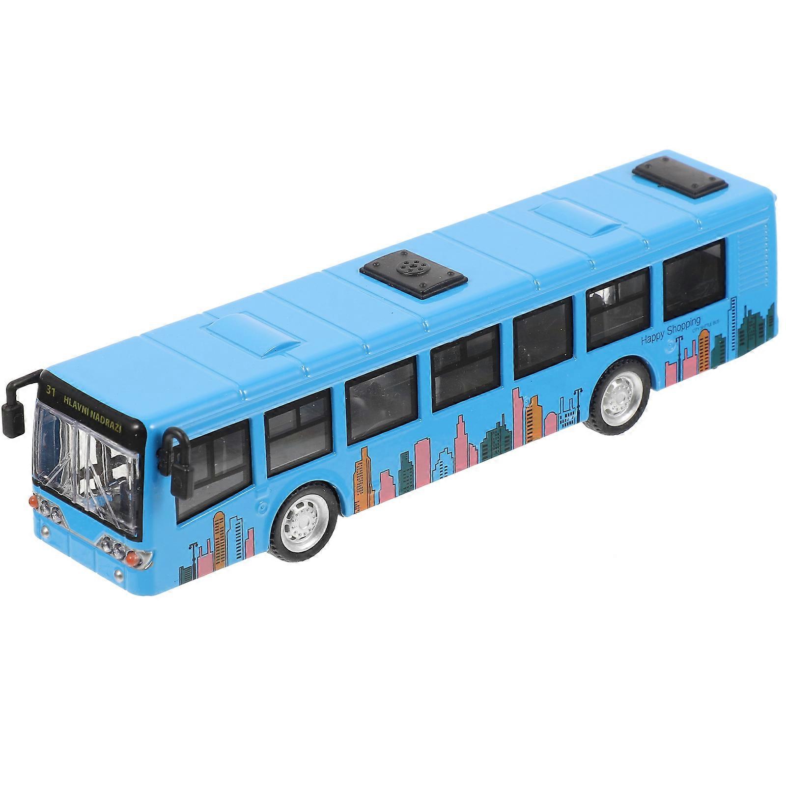 Simulation City Bus Model Alloy Bus Toy for Playing Blue Pull Back