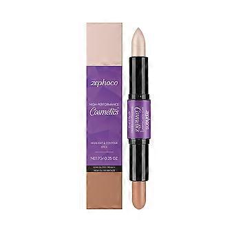 Zephoco 2-In-1 Cream Highlight And Contouring Double-Headed Stick Cream Color Natural Light Bronze Color To Shape The Face