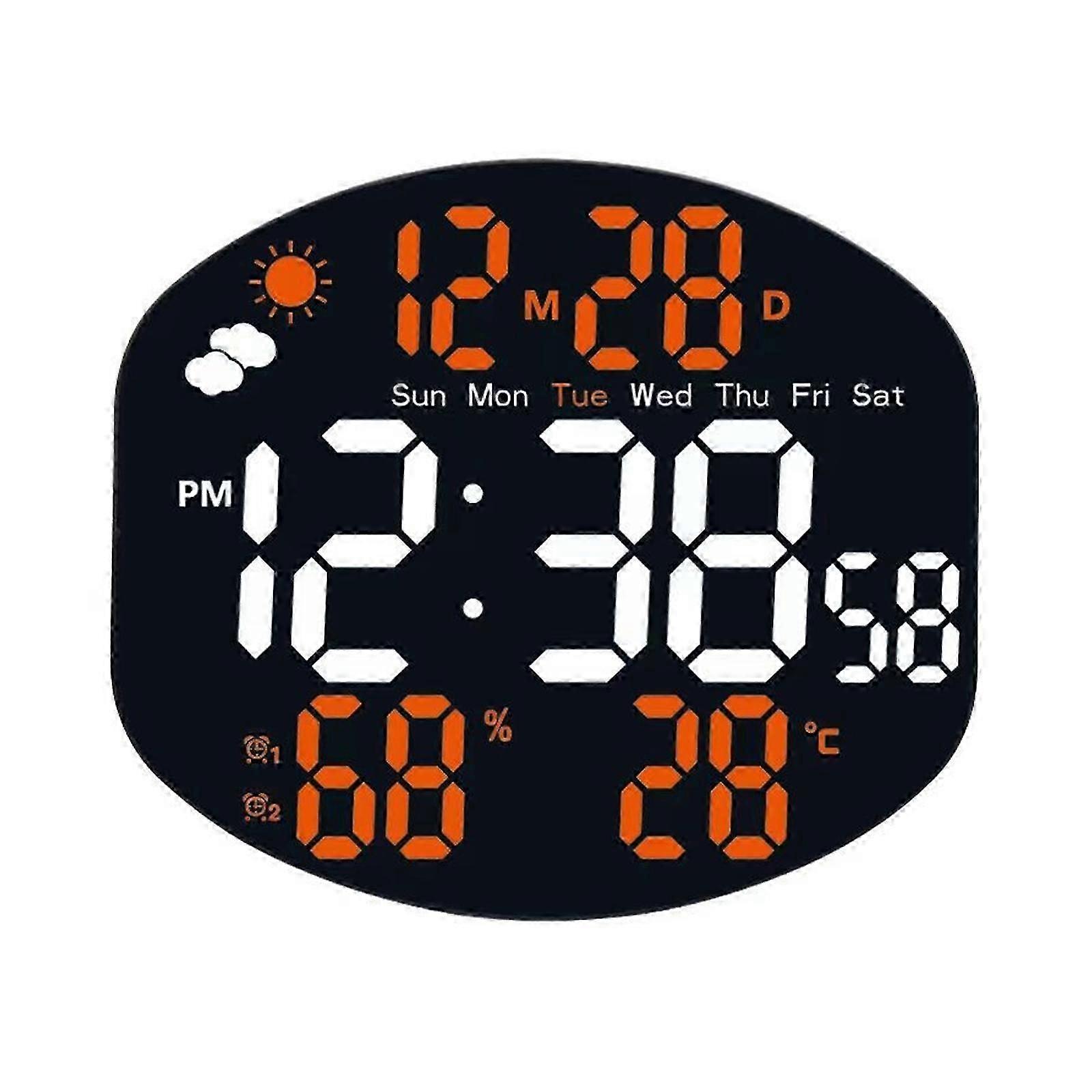 USB alarm clock, large LED digital wall clock, remote control, automatic brightness adjustment