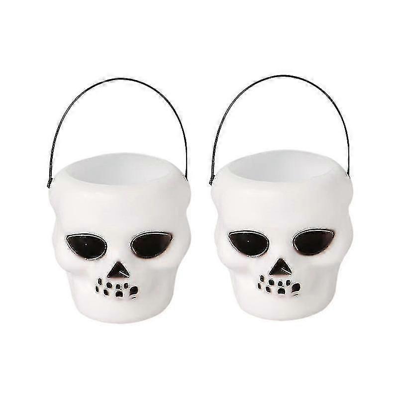 White Skull Mini Pumpkin Treat Container