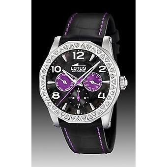 Lotus cool Quartz analoge vrouw horloge met koeienhuid armband L15684/4