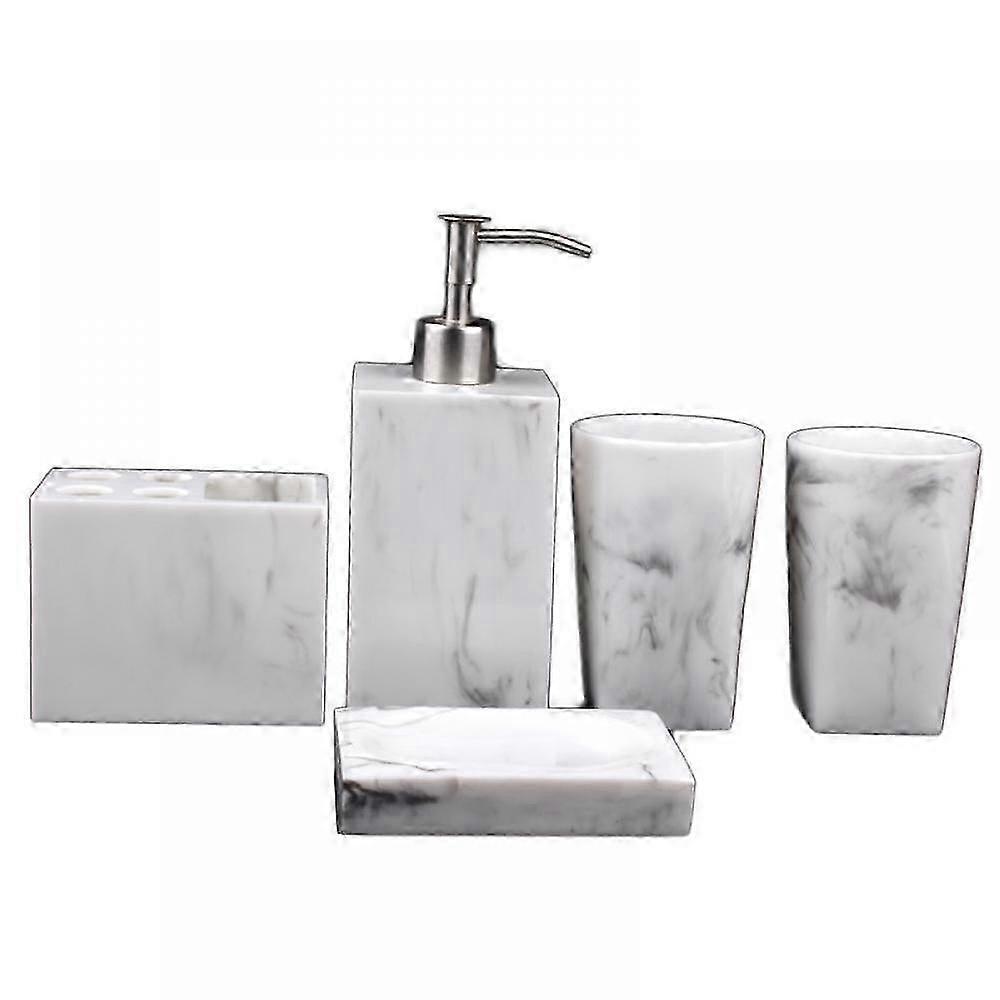 Resin Marble-Look 5pc Bathroom Set