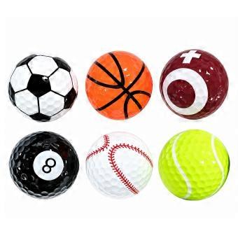 Set van 6 grappige golfballen, kleurrijke ballen met sportmotieven voor golfers