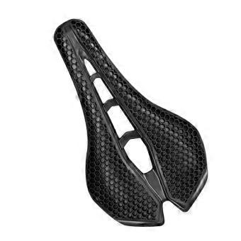 Split-Rear Cycling Seat with Open Gridwork Construction, Comfortable Bike Seat Cover, Wide Central Channel, Black Finish, and Through-Seat Venting