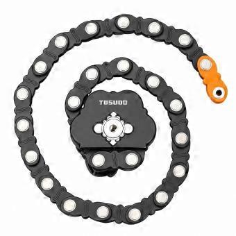 TOSUOD Folding Bicycle Lock, 840mm Unfolded, with PVC Components and Bike-Mounted Storage Carrier