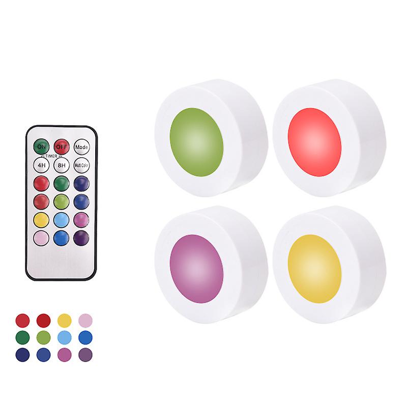 4 stks draadloze touch sensor multicolor rgb led licht met afstandsbediening onder voor counter verlichting