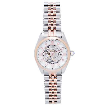 Empress Magnolia Automatic MOP Skelett Zifferblatt Armbanduhr - Silber/Roségold