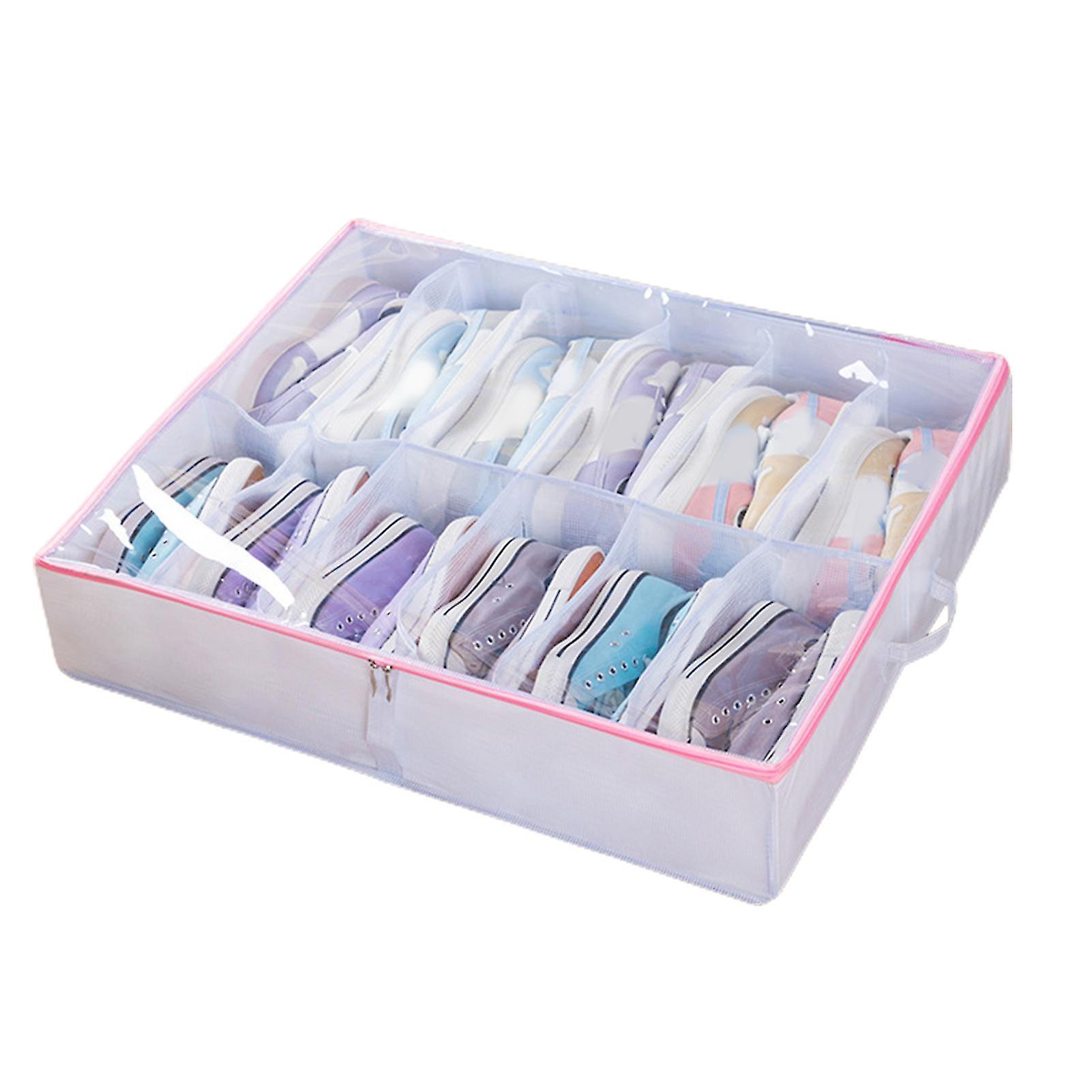 Under Bed Shoe Storage Organizer Clear Window Design Fits For High Heels & Tennis Shoes