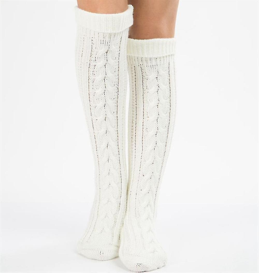 Women's Solid Color Knitted Wool Stockings Warm Winter Stockings Soft Fluffy_c