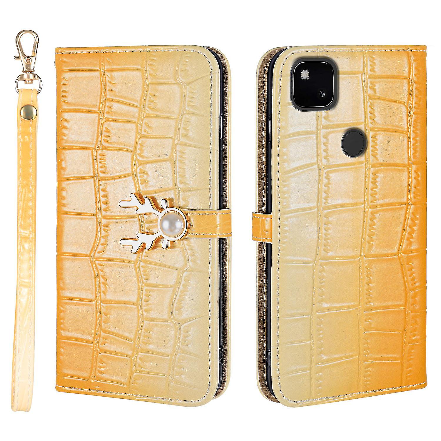 Elk Pattern Phone Case For Google Pixel 4a With Card Holder, Lanyard, Pu Leather Material, Wallet Function, Corner Fall Protection