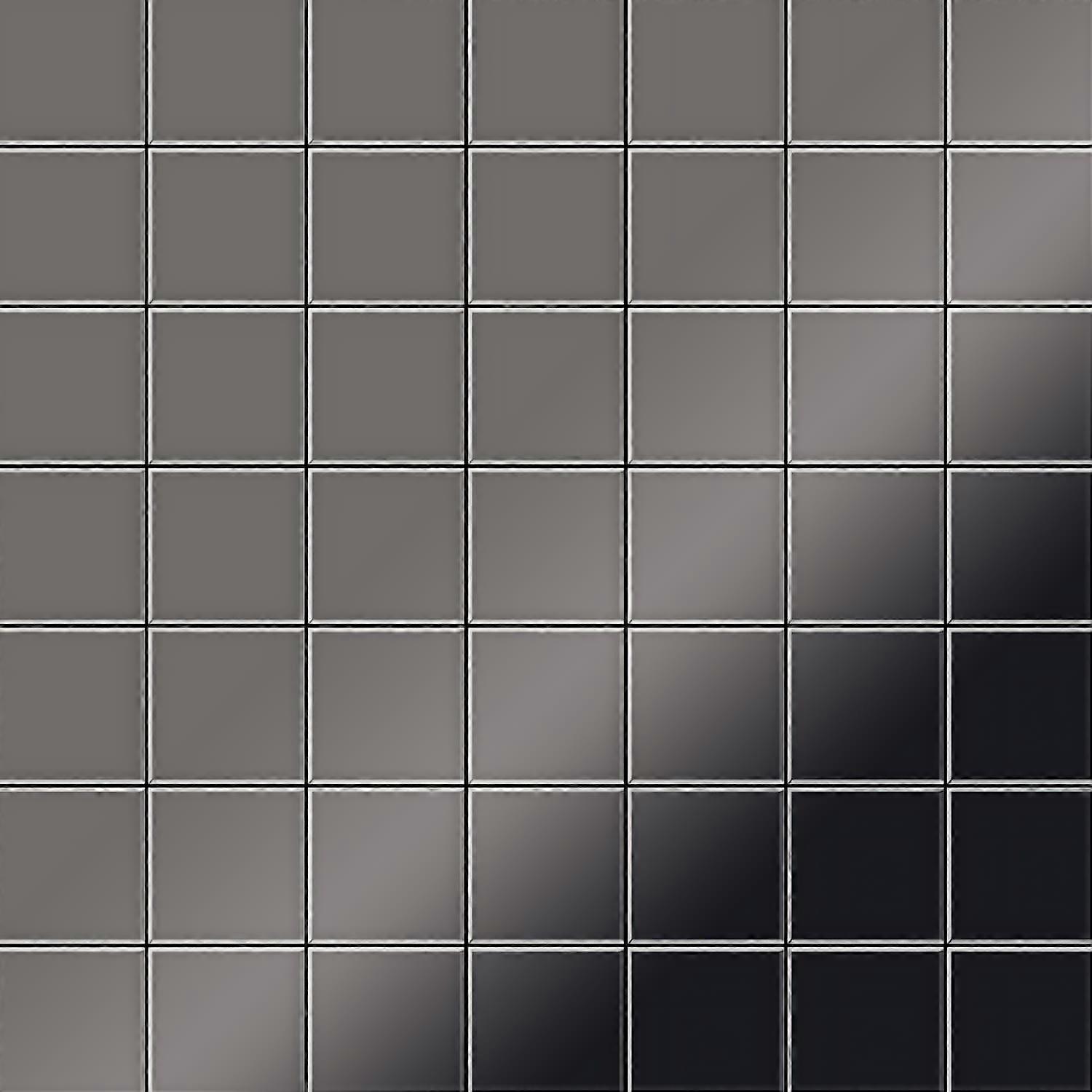 Mosaik Fliese massiv Metall Titan hochglänzend in dunkelgrau 1,6mm stark ALLOY Attica-Ti-SM 0,85 m2