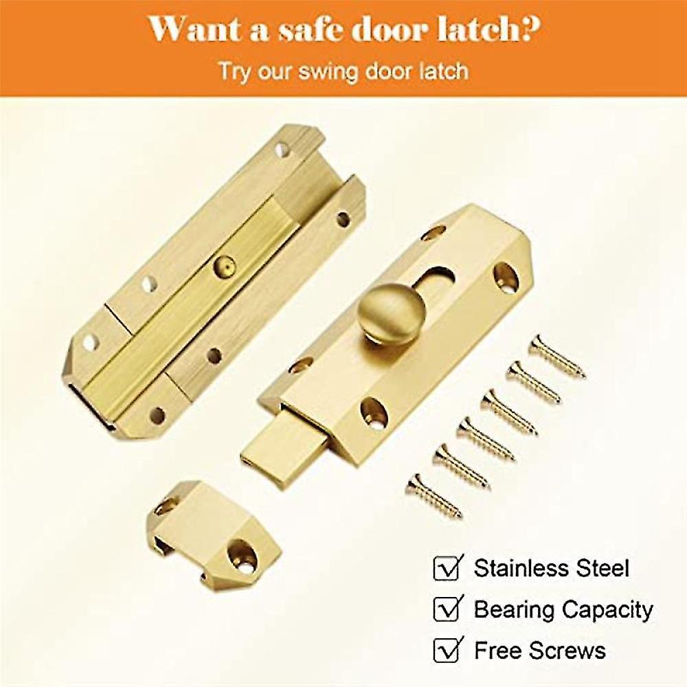 Door Locks, Brass Bolt Lock Surface Mount Sliding Door Locks (black)