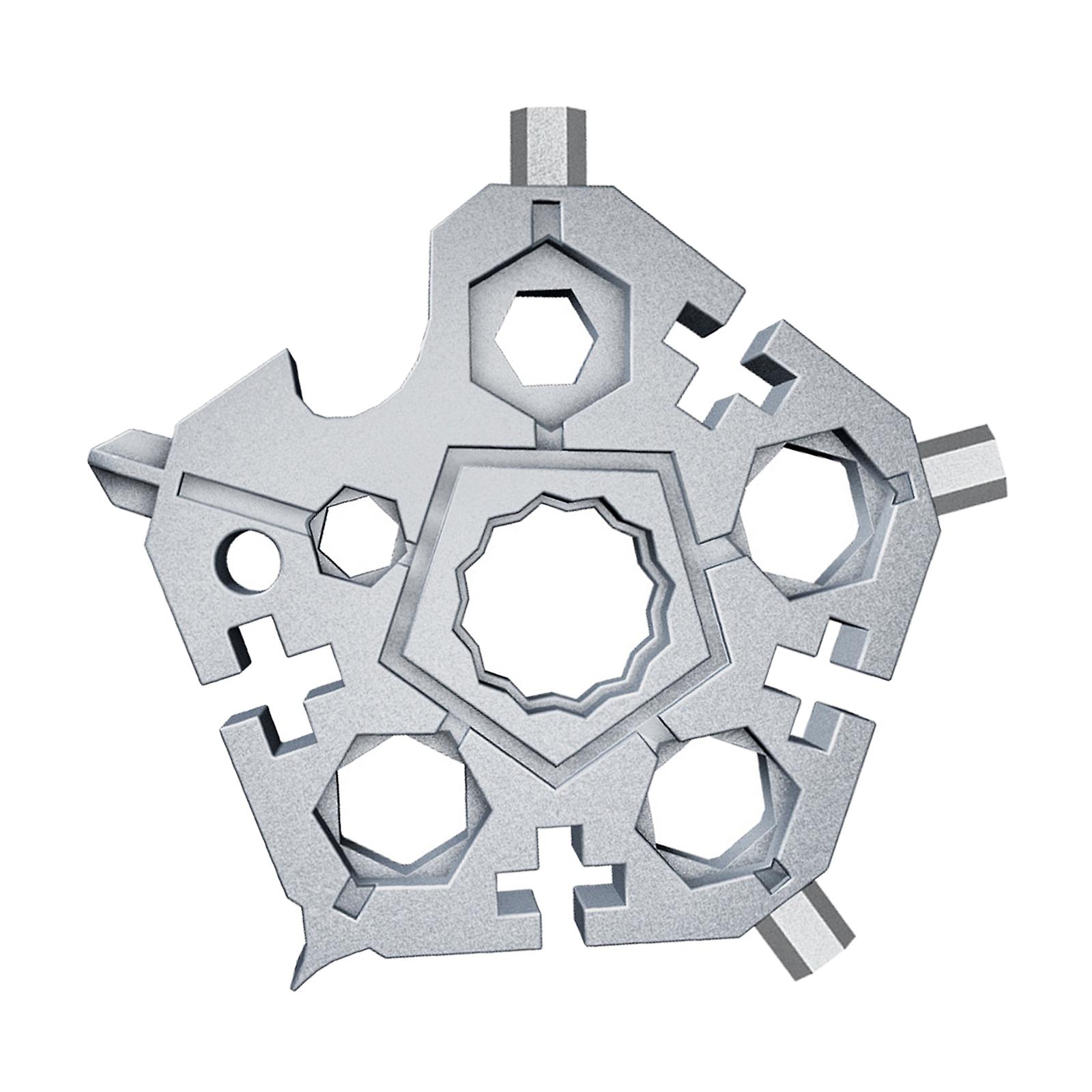 Multifunctional Wrench Repair Tools Snowflake for Camping Men Gift Silver