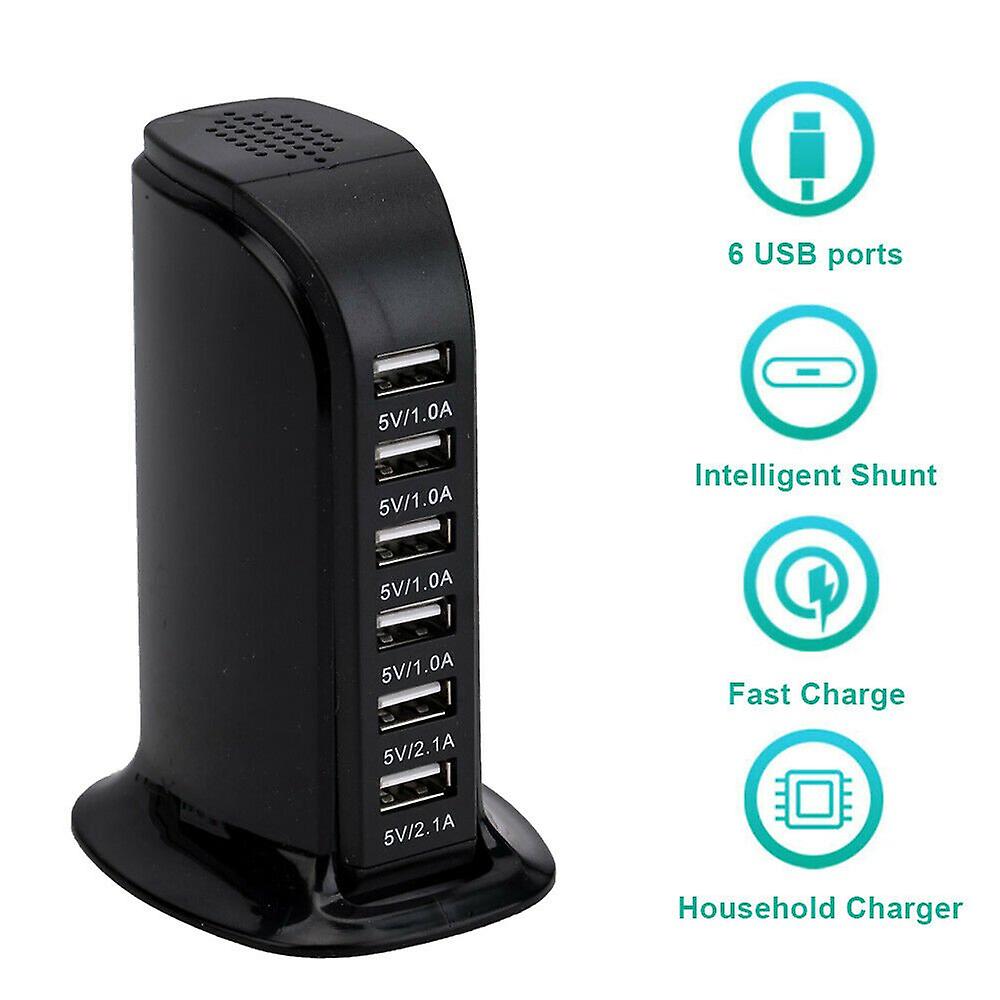 30W 6 Multi Usb Port Travel Charger Desktop Charging Station Fast Power Adapter