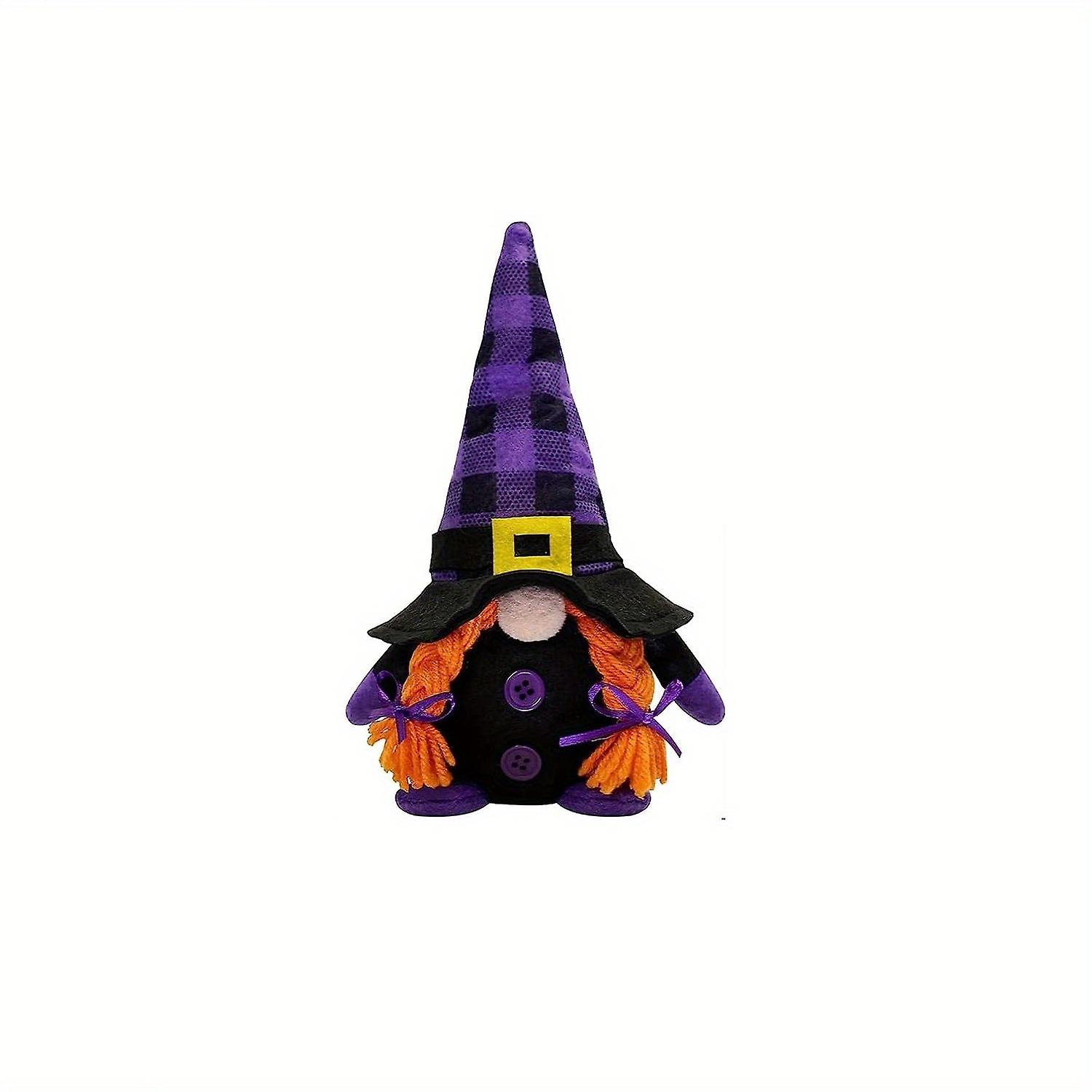 3pcs Halloween Gnome Tiered Tray Decor Bundle - Includes Witch Gnome Plush Mini Buffalo Pillow Wooden Signs And Garland - Perfect For Home Office