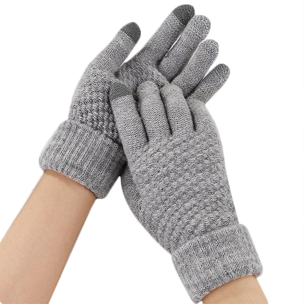 Windproof Solid Color Elastic Gloves for Adults Knit Touchscreen Hand Warmer