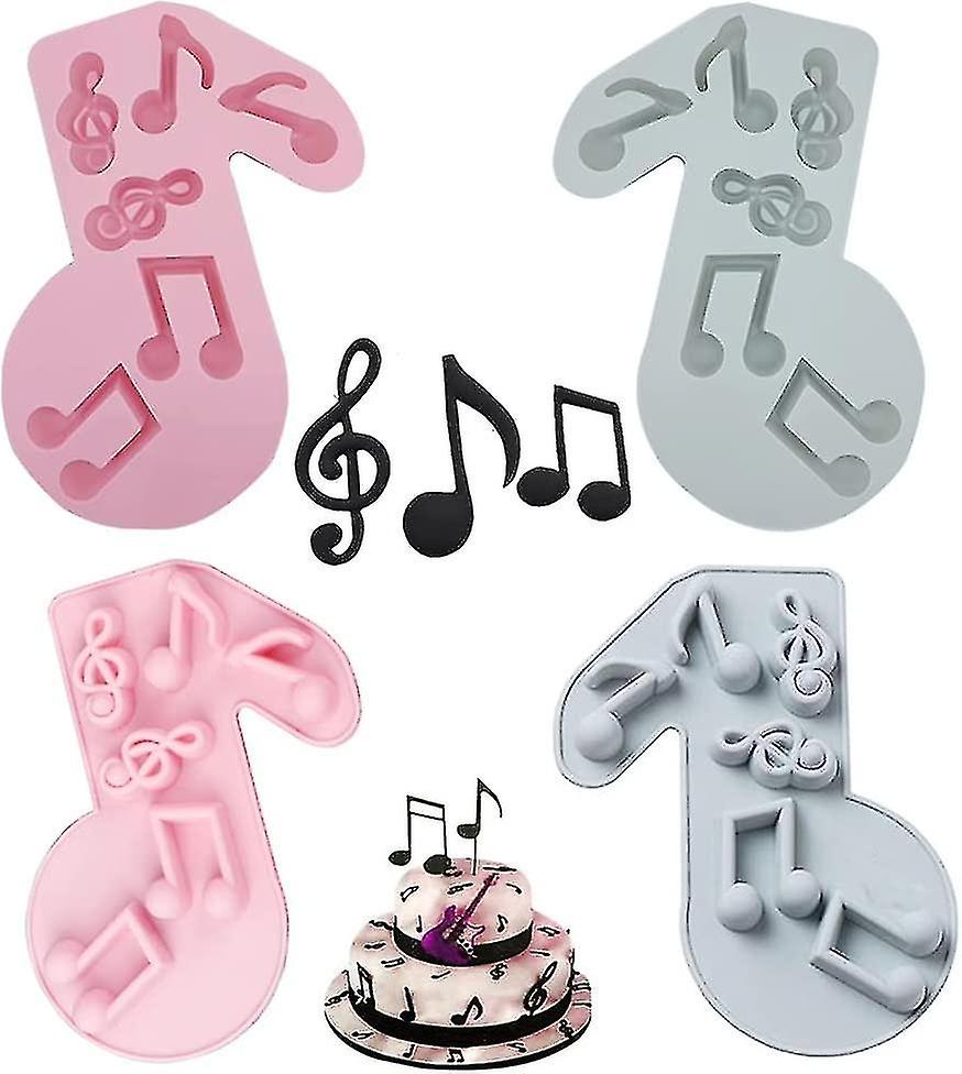 4 szt Muzyka Ote Silikonowa Forma, muzyka Ote Fondant Mold Musical Candy Mold Do dekoracji ciasta Sugarcraft Cake Czekolada I Rzemiosło