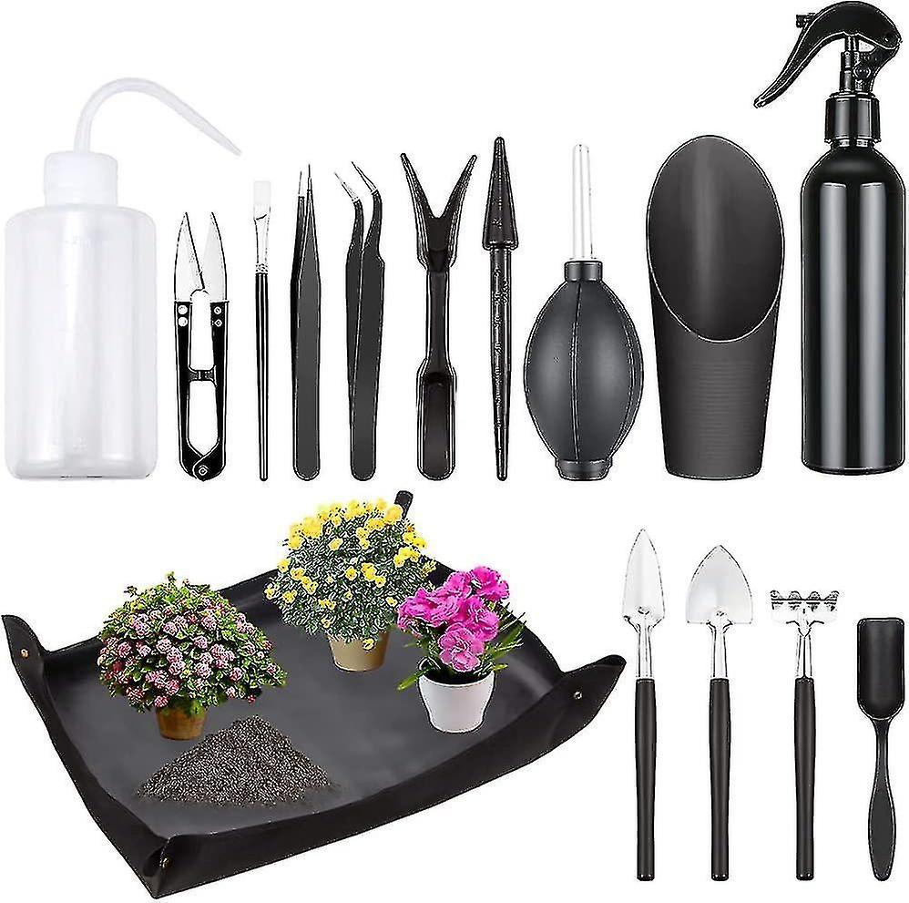 Succulent Tools Set ,mini Gardening Tools Set 16pcs Bonsai Tree Kit Succulent Plants Tools Compatibl