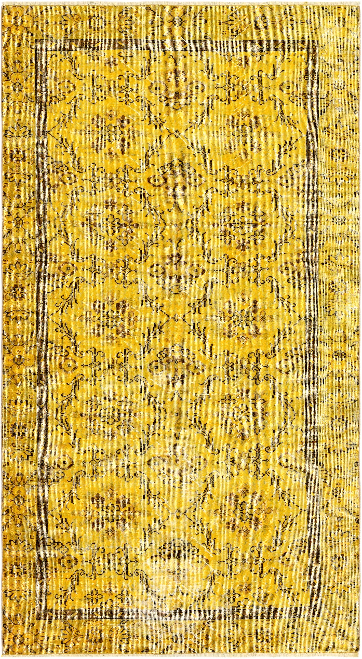 Hadorn Ultra Vintage 145x264 带黄色手工火鸡地毯