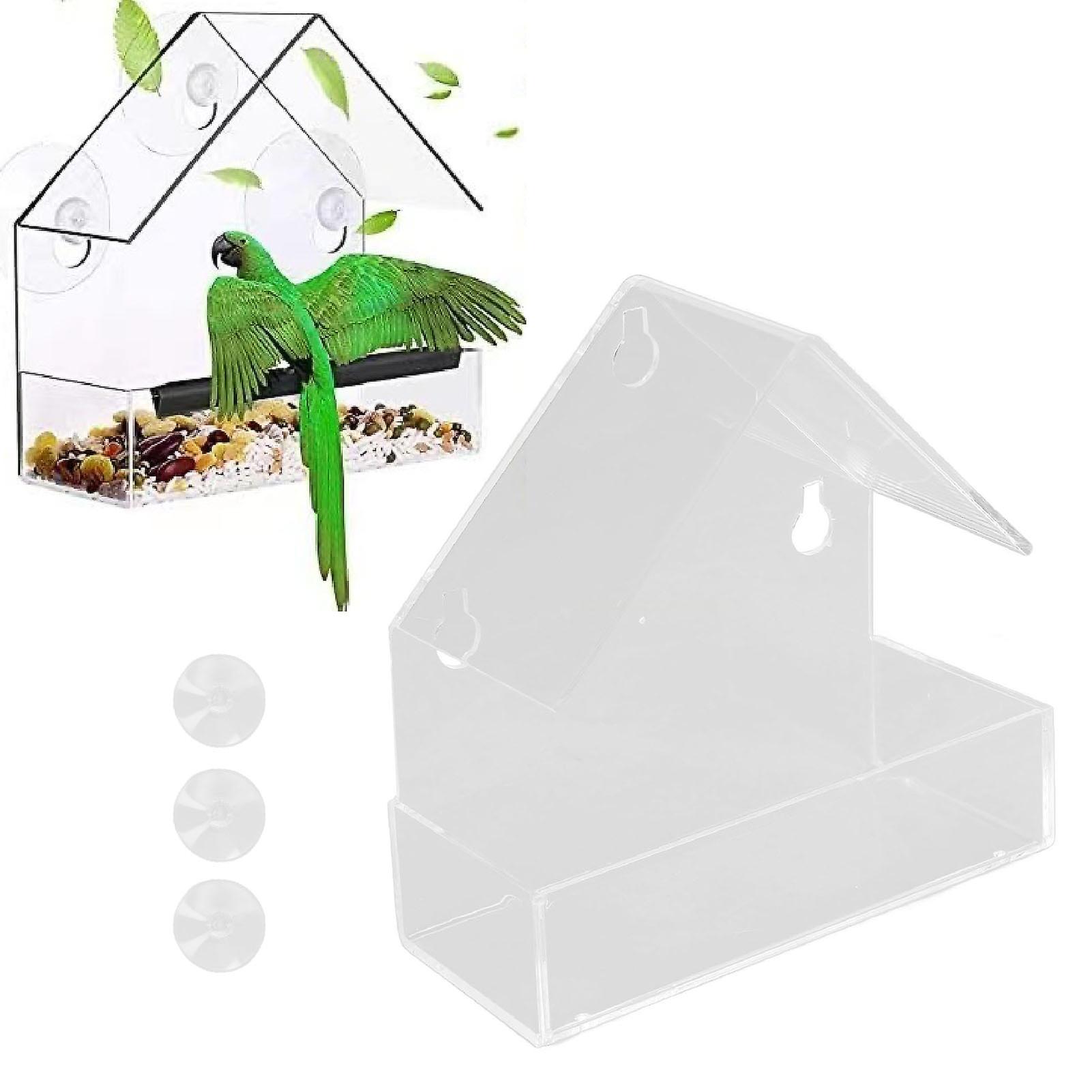 Window Bird Feeder with Suction Cup Window Acrylic Bird Feeding House Tray for Farm Garden