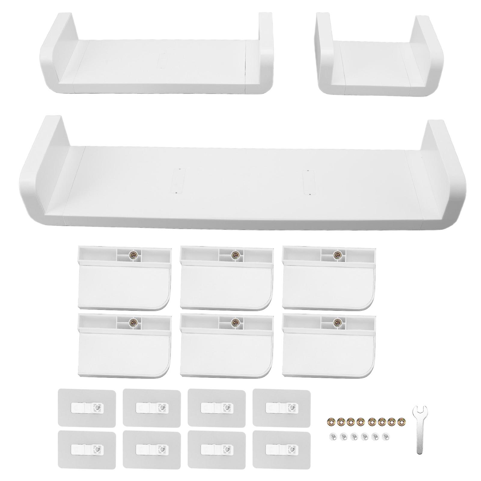 White Plastic Wall-Mounted Storage Racks for Bathroom, Kitchen & TV