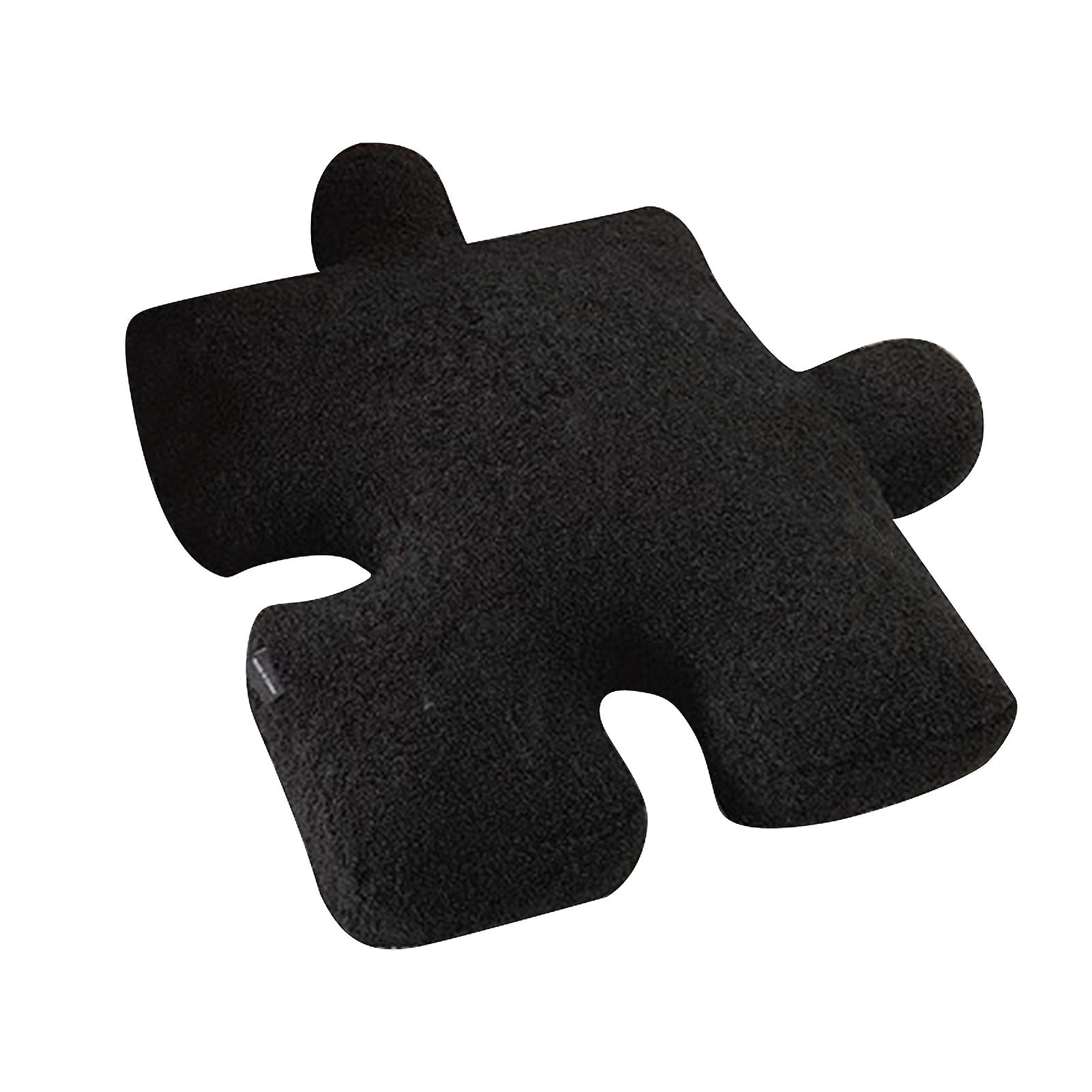 Black Puzzle-Patterned Plush Throw Pillow for Sofa and Bed Decor