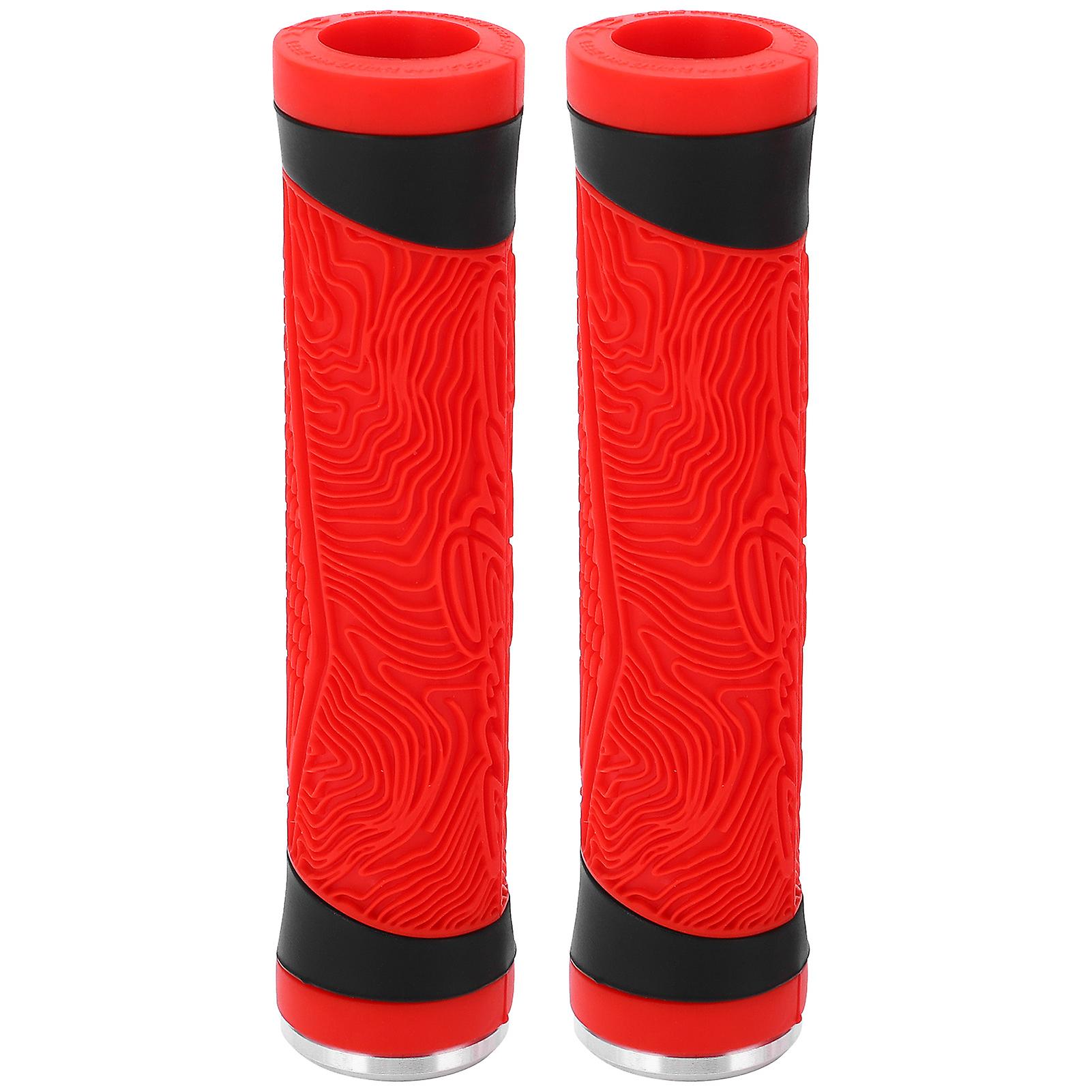 MTB Bike Handle Silicone Grips Flat Handlebar Bicycle Bar End Plugs Handle Cover GripsRed