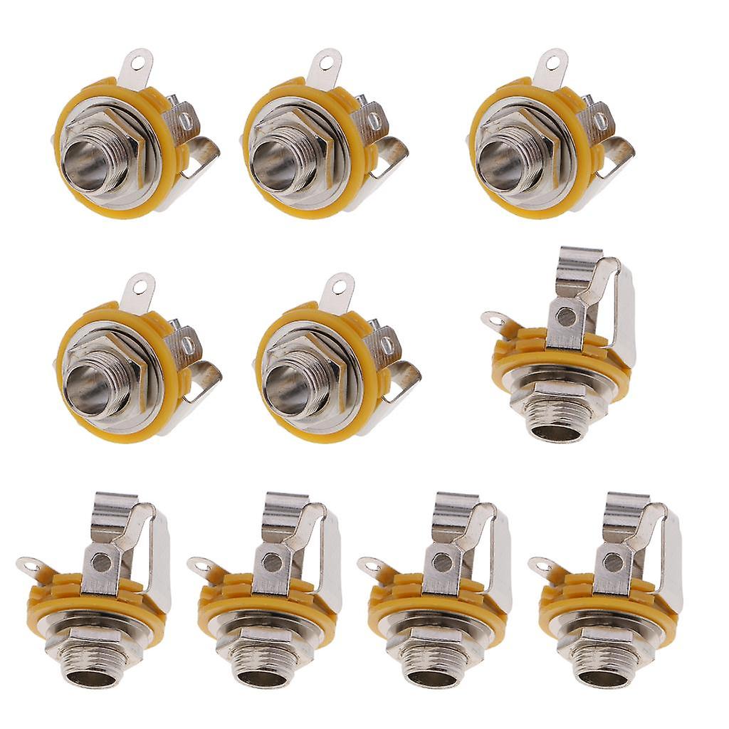 10pcs 1/4'' 6.35mm Stereo Socket Jack Female Connector Panel Mount