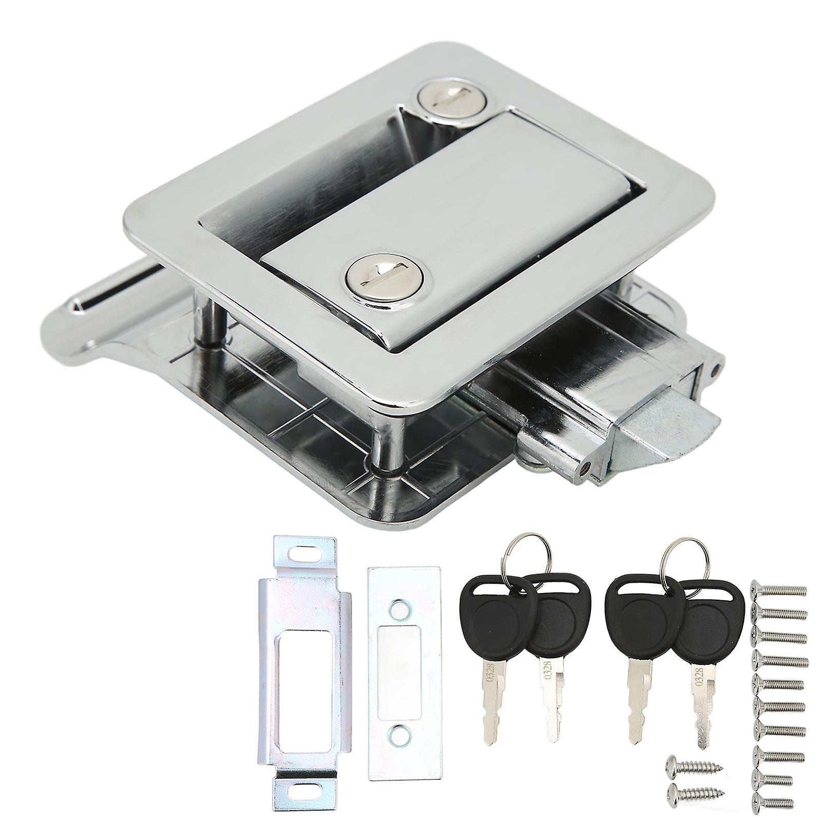 RV Front Door Lock, Aluminum Alloy Built-in Deadbolt Security Lock for Camper, Caravan, Motorhome, Chrome