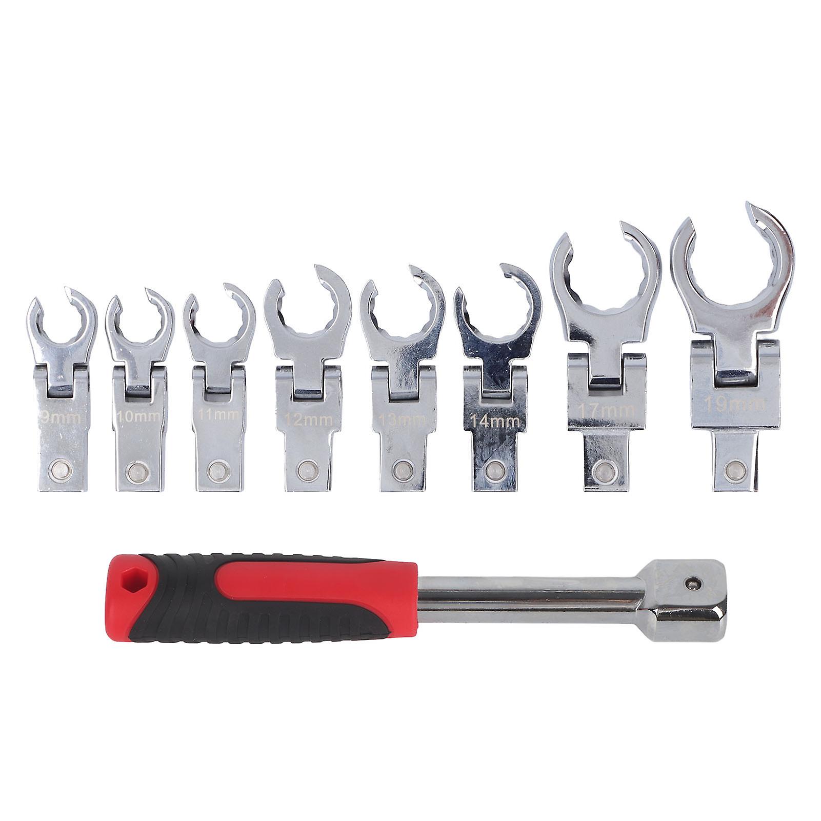 Replaceable wrench set, flexible head torsion wrench, 180 degree rotating wrench with handle