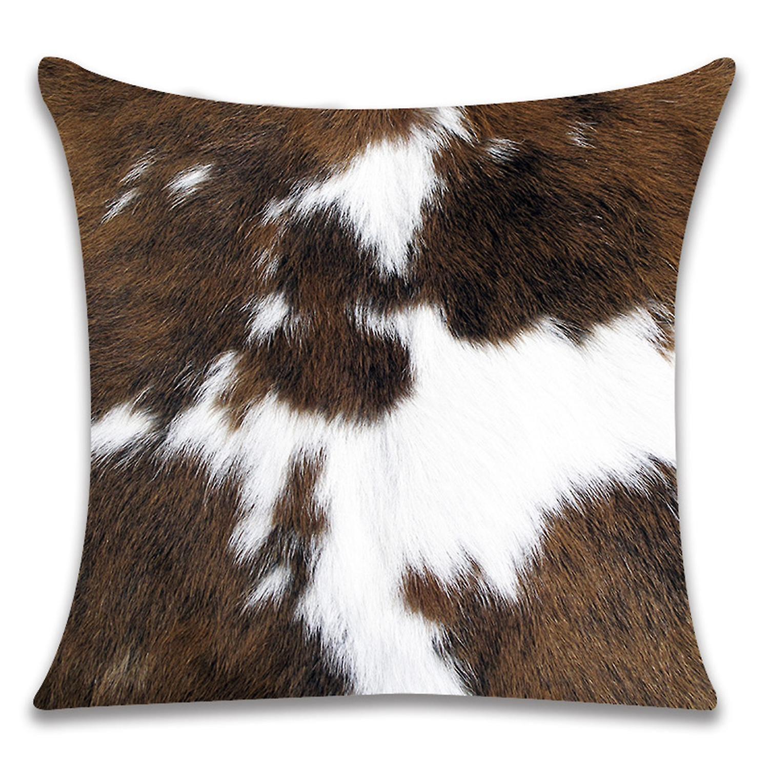 Throw Pillowcase Cow Pattern Cushion Cover Hidden Zipper Square Pillow Case for Home Sofa Decoration