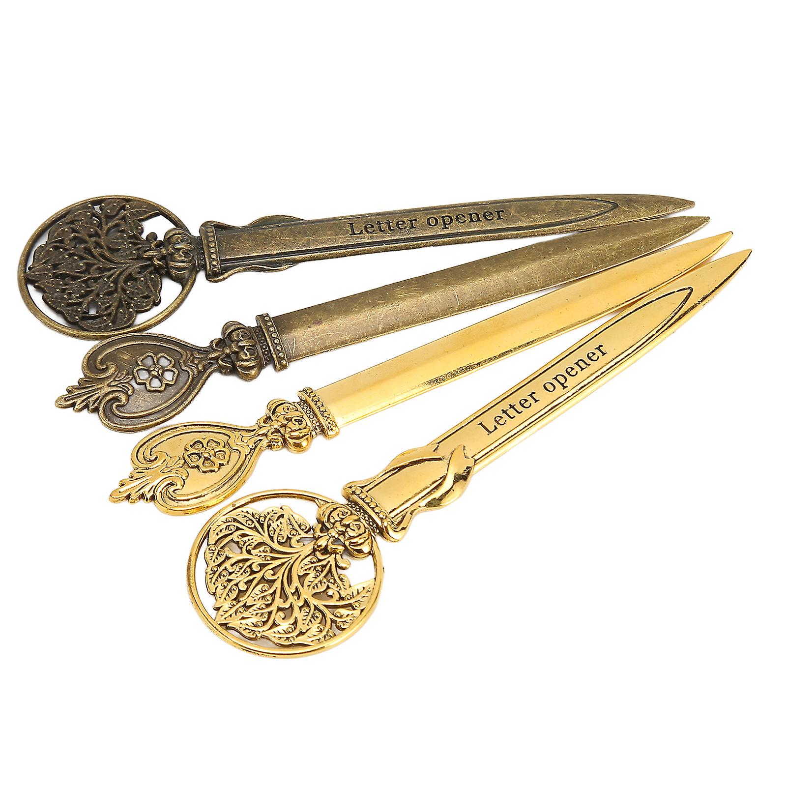 4 Pcs Letter Openers Retro Lightweight Compact Ergonomic Zinc Alloy Mail Opener Knife 