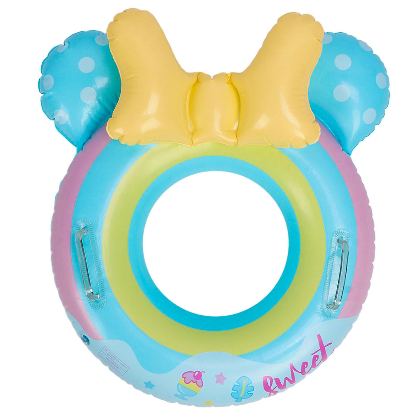 Kid Cute Cartoon Swimming Ring Children Beach Party Soft Inflatable Pool Float with Double Handle Blue