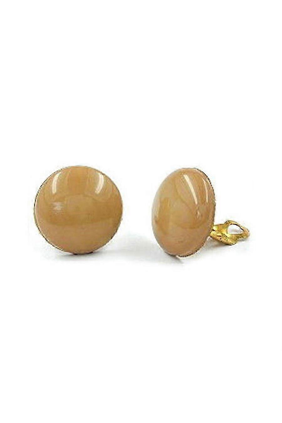 Earring Clip-on Round Beige Shiny - Gl06668