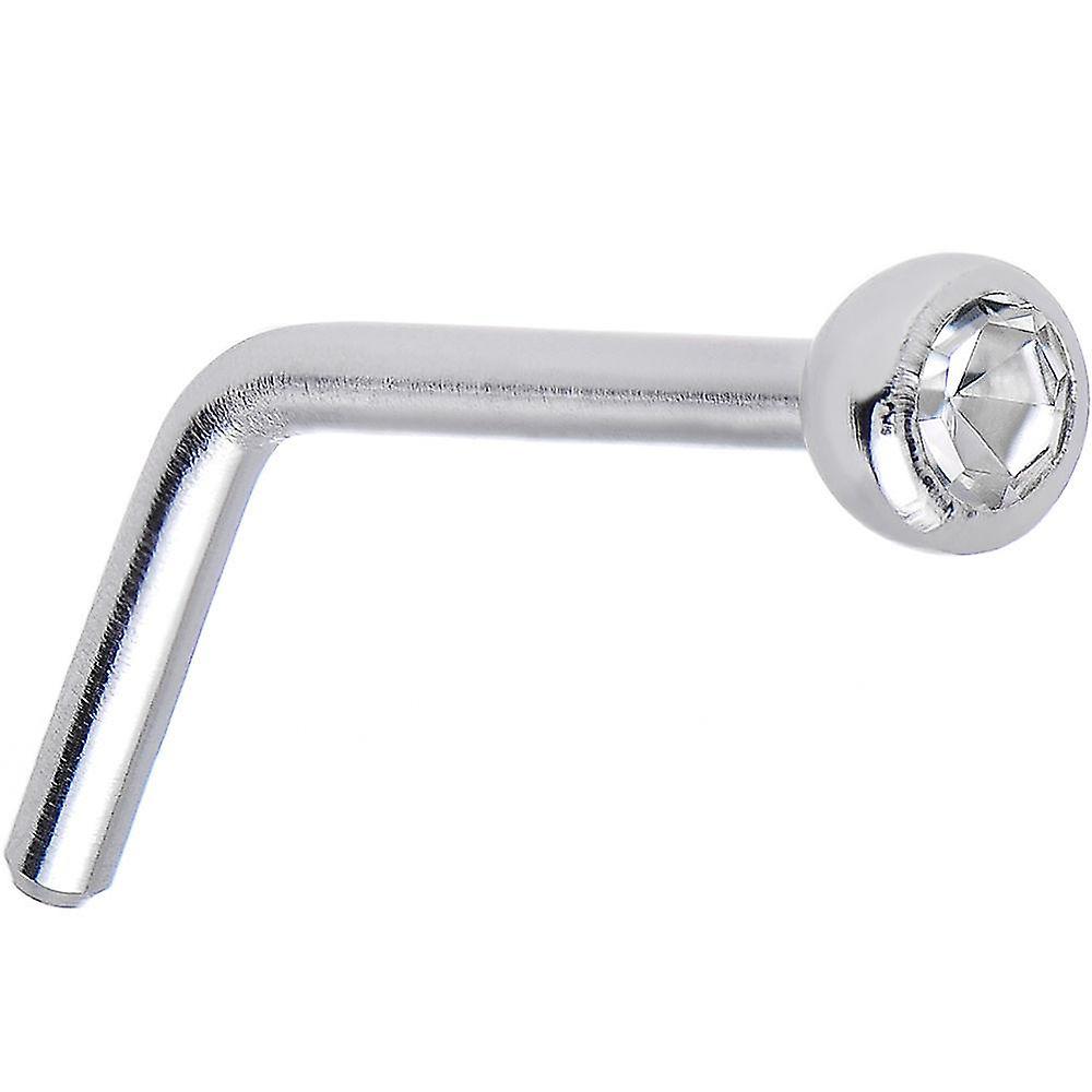 20Ga nose screw l shaped stud with clear cz jewel end