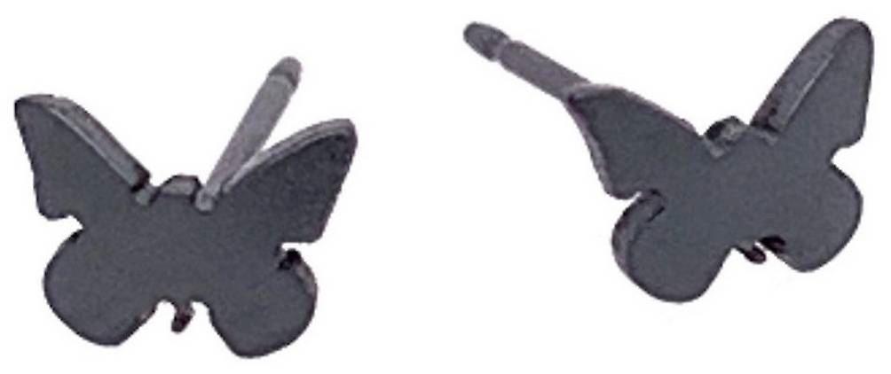 Ti2 Titanium Butterfly Shape 7mm Stud Earrings - Black