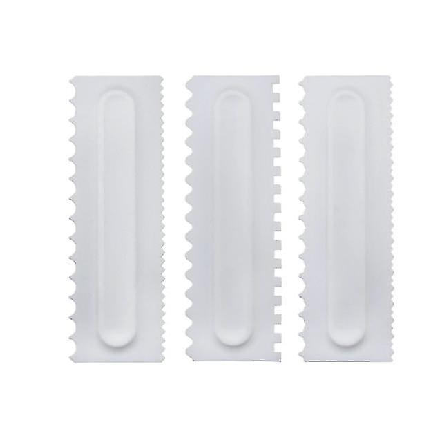 Baking Cookie Sheets 3pcs/set Cake Decorating Comb Smoother Cake Scraper Design Textures Baking Pastry Tools White No13505
