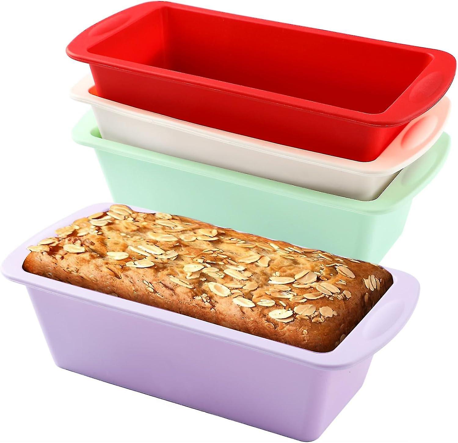 4PCS Silicone Bread and Loaf Tins, Silicone Loaf Tins for Baking, Rectangle Silicone Cake Tins, Non-