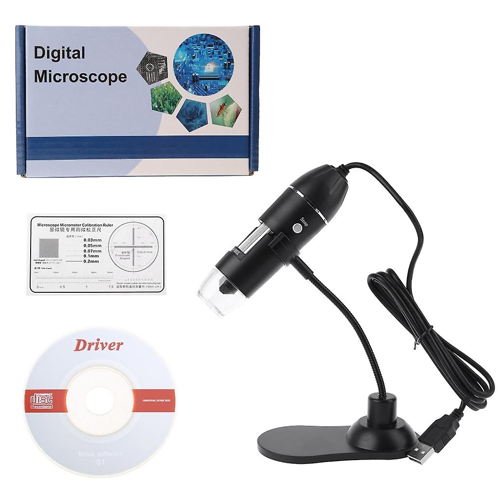USB Digital Microscope 0X-1000X Handheld Mignification with Base 8 LED Lights