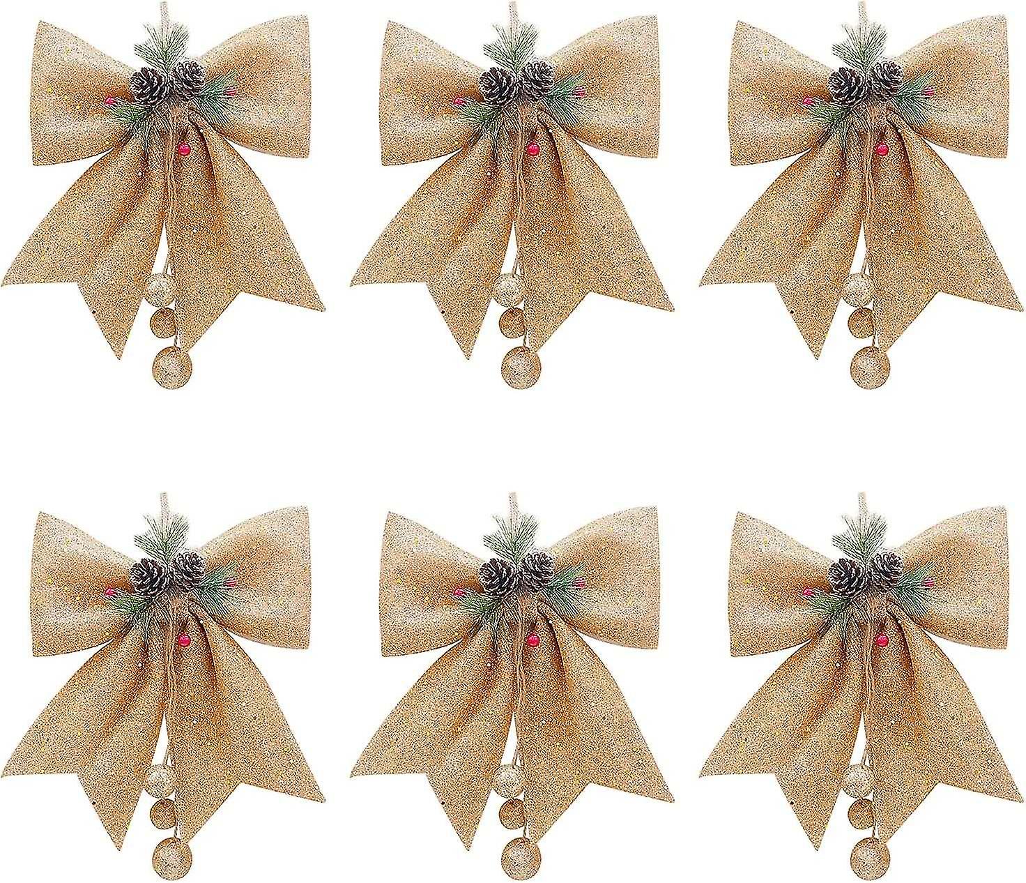 クリスマスツリーの装飾、屋内または屋外、クリスマスツリーのための6グリッタークリスマスリースのセット