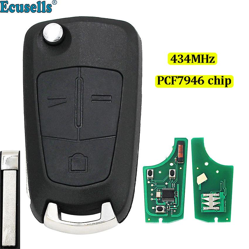 Folding Flip 3 Buttons Remote Key Fob 433mhz With Pcf7946 Chip For Vauxhall Opel Vectra C Signum 2005-2009 Hu100 Uncut