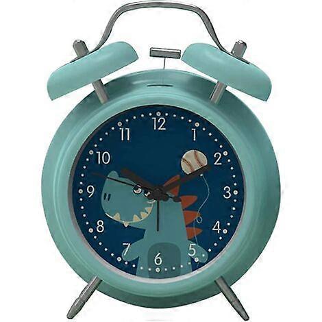 Dinosaur Alarm Clock for Kids, with Sleep Button, Silent Alarm Clock for Heavy Sleepers, Cute Dinosaur Clock (Blue Bell)