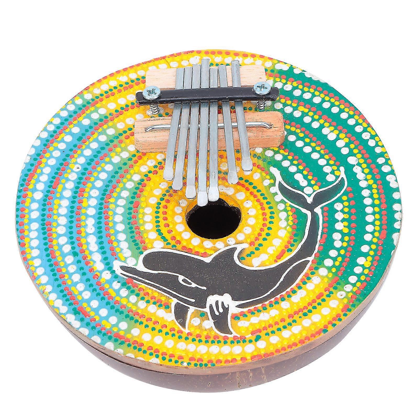 Adjustable Mini Thumb Piano - Key Kalimba Gift, Painted Coconut Shell Shape