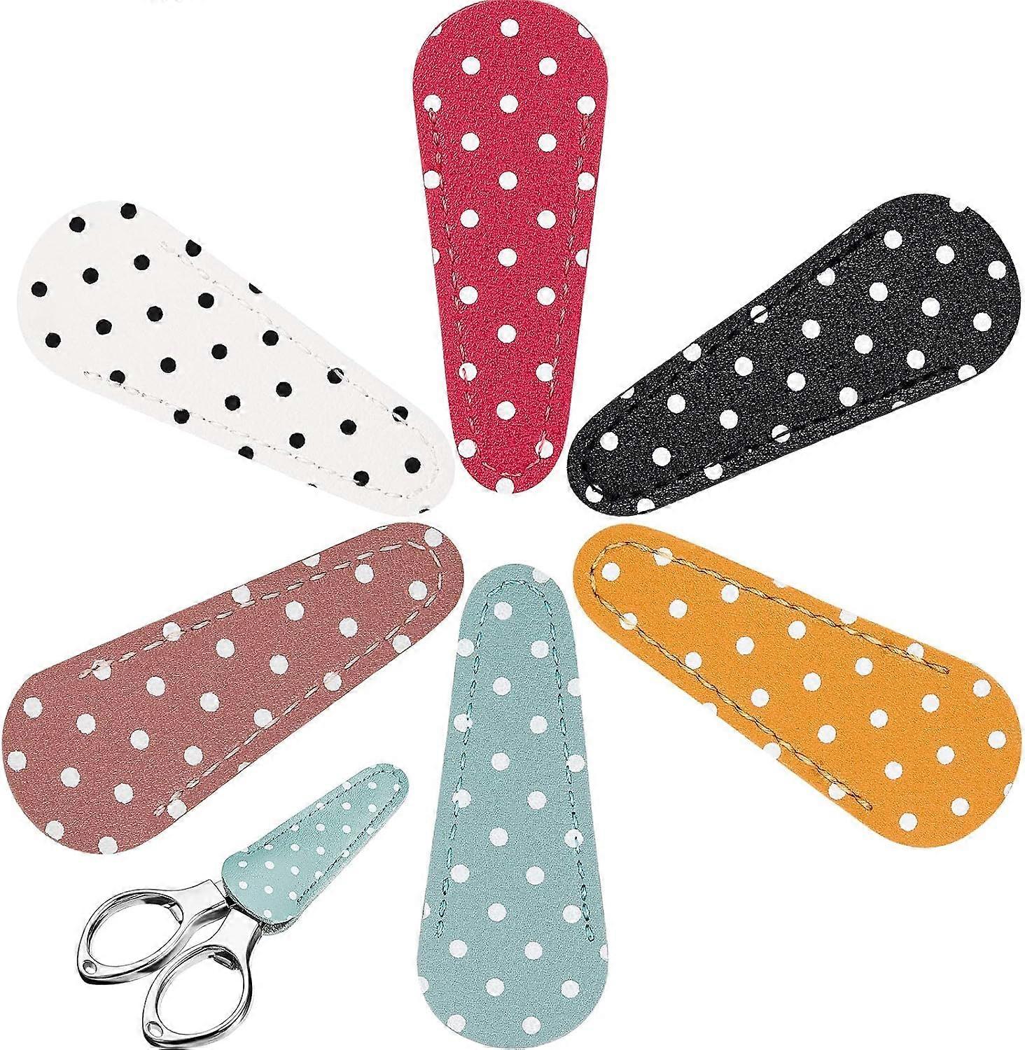 6 Piece Set of Embroidery Scissors Sheath Dot Scissors Protective Sheath Scissors for Scissor Protection
